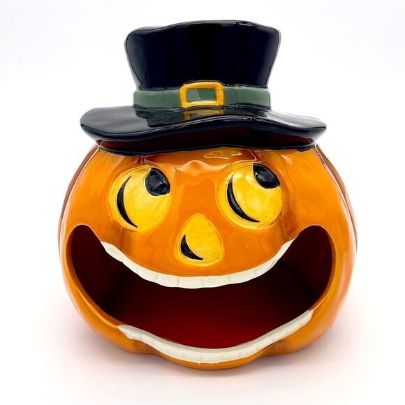 potter’s studio Other - Potter’s Studio Orange Ceramic Jack-o-Lantern Candy Dish
